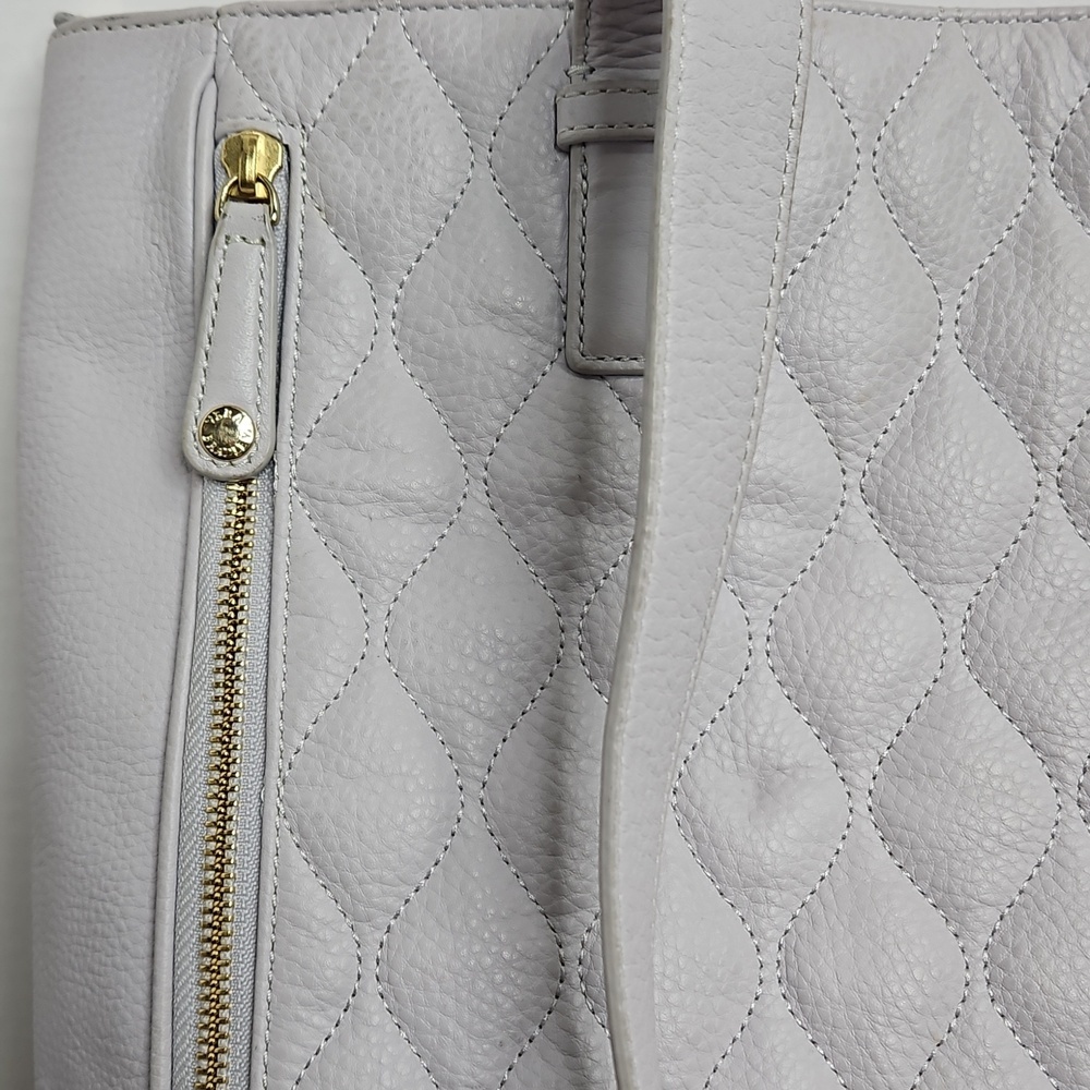 Vera Bradley Light Lavender Leather Leah Large Quilted Tote 15" x 13" - Picture 3 of 10